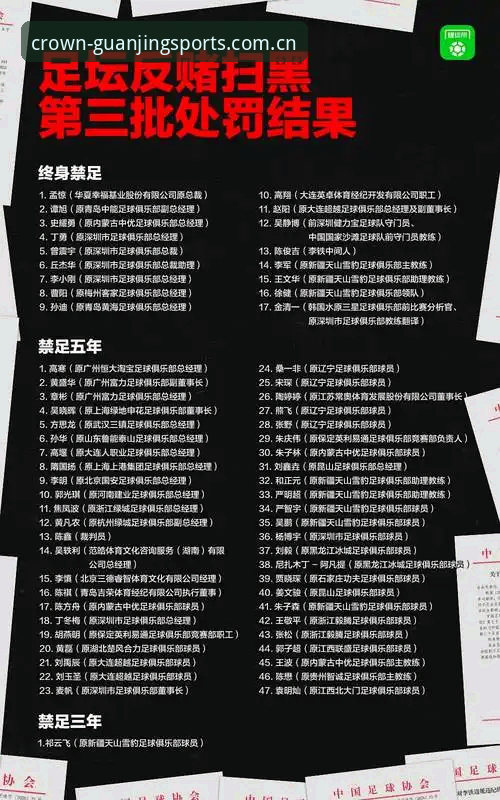 冠竞体育新手教程使用技巧 足协第三批禁足名单详解:行业震动下的深层思考